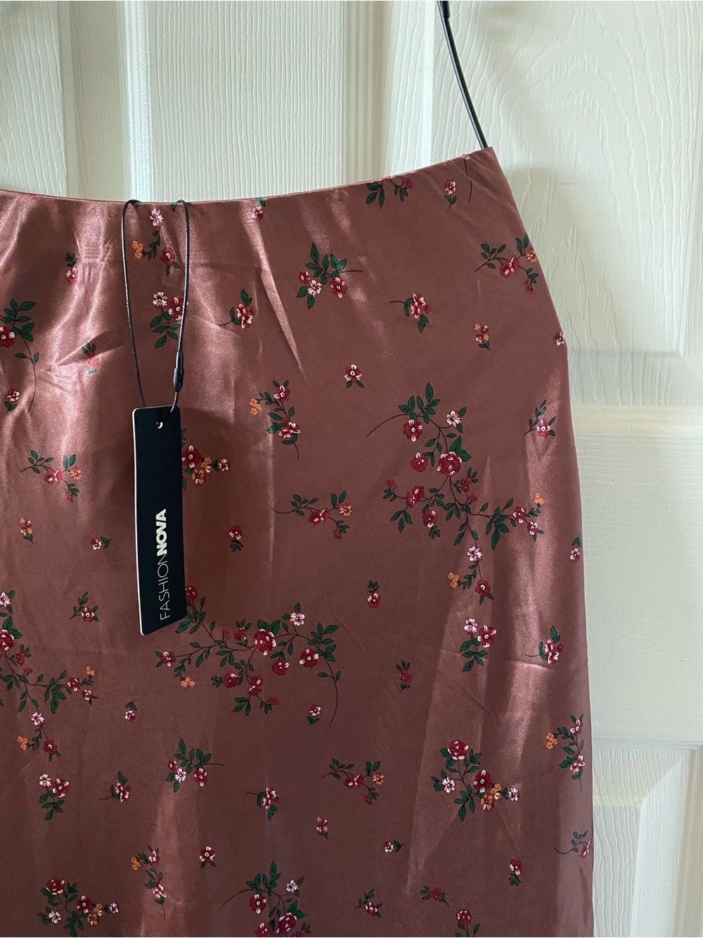 Fashion Nova Copper Satin Floral Maxi Skirt - Picture 3 of 6